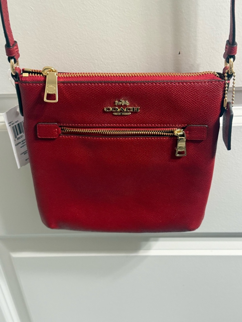 Coach Crossbody Bag in Red with Gold Hardware